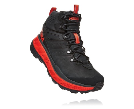 Botas Hoka One One Stinson Mid GORE-TEX Portugal - Botas Caminhada Homem Cinzentas Escuro / Vermelhas - QGYSNE-465